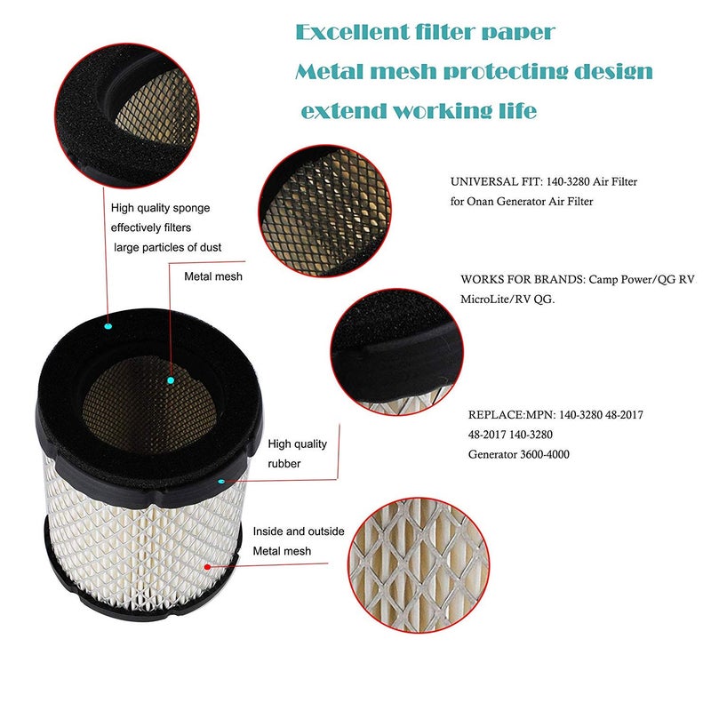 Swess 140-3280 Air Filter for Onan Generator 3600 4000 MicroQuiet Air Filter 140-3280 48-2017 (2 pack) - Image 3